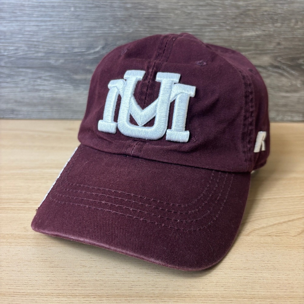 Montana Grizzlies Hat Cap Strap Back Maroon University Russell Adjustable